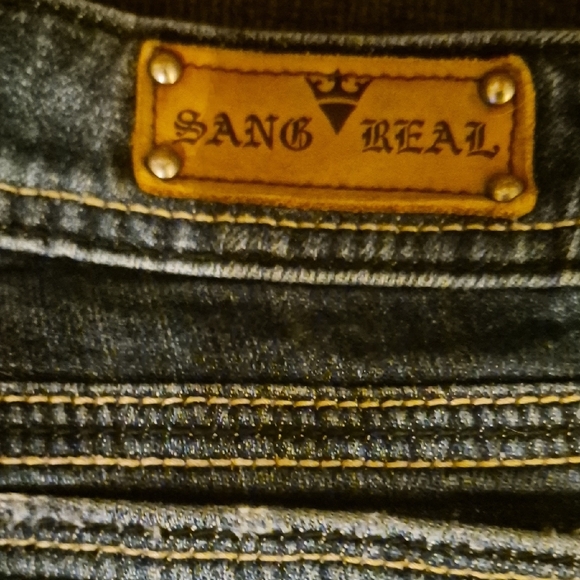 Lands' End Dark Blue Boot Cut Jeans with Studded Detail - Picture 3 of 11